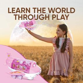img 3 attached to Fun-Filled Toy For Kids: Toysery Bump And Go Airplane In Pink Cargo With Flashing LED Lights And Sounds For Boys & Girls Aged 3-12