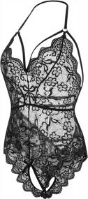 img 3 attached to Klier Sexy Lace Bodysuit For Women - Sheer Strappy Mini Babydoll With Deep V-Neckline - Naughty Lingerie Teddy For A Sensual Look