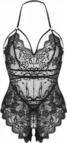 img 2 attached to Klier Sexy Lace Bodysuit For Women - Sheer Strappy Mini Babydoll With Deep V-Neckline - Naughty Lingerie Teddy For A Sensual Look