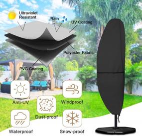 img 1 attached to LBW Patio Umbrella Cover For Outdoor Umbrella 9Ft To 13Ft Cantilever Umbrella Cover Waterproof 420D Offset Banana Style Umbrella Cover With Zipper For Anti-UV Rain Wind Dust,Black