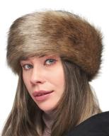 futrzane women's winter faux fur headband - mimics real fur - stylish ear warmer (beige fox) logo