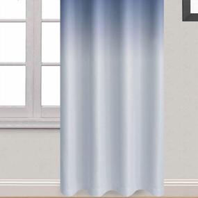 img 2 attached to Yakamok Синие и серовато-белые утолщенные полиэфирные шторы Ombre, светонепроницаемые градиентные цветные шторы, затемняющие оконные шторы с втулкой для гостиной / спальни (2 панели, 52X84 дюйма)