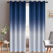 yakamok blue and greyish white thickening polyester ombre curtains, light blocking gradient color curtains, room darkening grommet window drapes for living room/bedroom (2 panels, 52x84 inch) logo