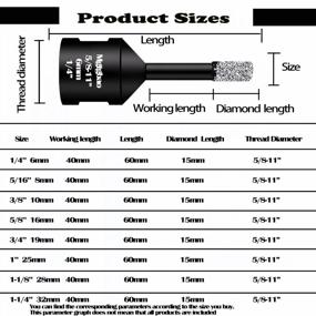 img 3 attached to Mgtgbao 2PC 5/8 Inch (16Mm) Dry Diamond Core Drill Bits, Vacuum Brazed Diamond Hole Saw Kit For Porcelain Ceramic Tile Granite Marble Stone Brick Glass With 5/8-11 Thread