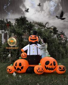 img 2 attached to Gaiatop 8 FT Halloween Decorations Outdoor Inflatable Pumpkin, 7 тыквенных комбо-наборов со встроенными светодиодными фонарями, Halloween Inflatable, подходит для двора, сада, газона, крыльца