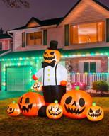 gaiatop 8 ft halloween decorations outdoor inflatable pumpkin, 7 тыквенных комбо-наборов со встроенными светодиодными фонарями, halloween inflatable, подходит для двора, сада, газона, крыльца логотип
