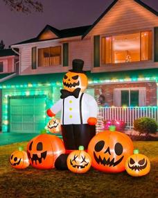 img 4 attached to Gaiatop 8 FT Halloween Decorations Outdoor Inflatable Pumpkin, 7 тыквенных комбо-наборов со встроенными светодиодными фонарями, Halloween Inflatable, подходит для двора, сада, газона, крыльца