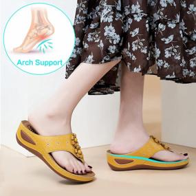 img 1 attached to Summery Arch-Support Sandals For Women: Casual Flip Flops With Platform Wedges, Leather Beach Shoes Ideal For Walking - Alicegana