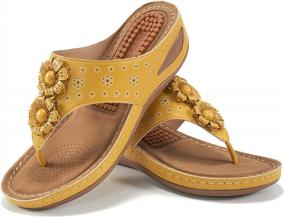 img 4 attached to Summery Arch-Support Sandals For Women: Casual Flip Flops With Platform Wedges, Leather Beach Shoes Ideal For Walking - Alicegana