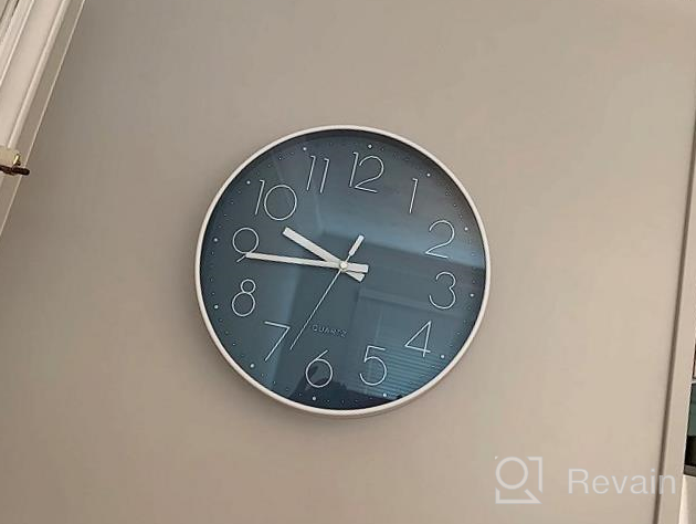 img 1 attached to Silent Non-Ticking Wall Clock - Modern Round Decor Clock For Home, Office, School, Kitchen, Bedroom, Living Room - Battery Operated (13.5 Inch Gray) review by David Hayden
