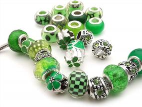 img 1 attached to 50Pcs Assorted Green Resin Imitation Glass European Large Hole Beads Rhinestone Metal Spacer Charms Bead Assortments For DIY Crafts Bracelets Necklaces Jewelry Making ( M574-Green)