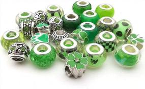 img 2 attached to 50Pcs Assorted Green Resin Imitation Glass European Large Hole Beads Rhinestone Metal Spacer Charms Bead Assortments For DIY Crafts Bracelets Necklaces Jewelry Making ( M574-Green)