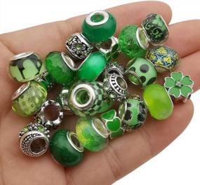img 4 attached to 50Pcs Assorted Green Resin Imitation Glass European Large Hole Beads Rhinestone Metal Spacer Charms Bead Assortments For DIY Crafts Bracelets Necklaces Jewelry Making ( M574-Green)