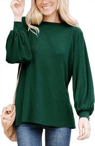 img 3 attached to MAKARTHY Women'S Long Puff Sleeve Boat Neck T-Shirts Tunic Top