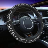 universal 15 inch cute anime cat black steering wheel cover - ideal car accessory for women, compatible with most vehicles логотип