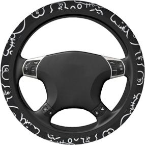 img 3 attached to Universal 15 Inch Cute Anime Cat Black Steering Wheel Cover - Ideal Car Accessory for Women, Compatible with Most Vehicles