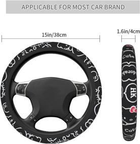 img 1 attached to Universal 15 Inch Cute Anime Cat Black Steering Wheel Cover - Ideal Car Accessory for Women, Compatible with Most Vehicles