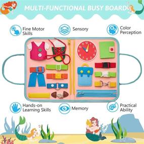 img 1 attached to 🥬 Giant Cabbage Busy Board Sensory Toys for Toddlers, Toddler Travel Activities Educational Toys, Montessori Toys for 1-4 Year Old Girls and Boys, Mermaid Theme - Perfect Gift