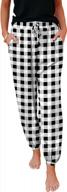 maxmoda women's plaid drawstring lounge pants with pockets - stretchy joggers for yoga, casual wear, and pajamas logo