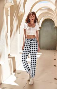 img 2 attached to MAXMODA Women'S Plaid Drawstring Lounge Pants With Pockets - Stretchy Joggers For Yoga, Casual Wear, And Pajamas