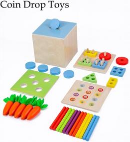 img 2 attached to Улучшите когнитивное развитие с набором деревянных игрушек Монтессори Willway 4-в-1 для малышей - идеально подходит для сортировки, укладки, сопоставления и цветных капель