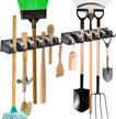 onmier wall mounted mop and broom holder organizer with 6 hooks and 5 positions for garden and garage tools - pack of 2 logo