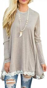 img 4 attached to Stylish Sanifer Women'S Long Sleeve Tunics With Round Neck For Effortless Pairing With Leggings