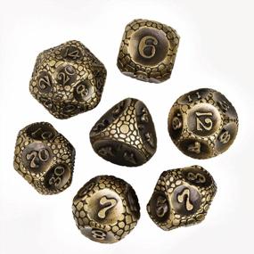 img 2 attached to 7PCS Ancient Bronze Metal DND Dice Set - Cobblestone Pattern Polyhedral Dungeons & Dragons Role Playing Game Dice For Tabletop Games.