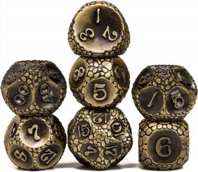 img 4 attached to 7PCS Ancient Bronze Metal DND Dice Set - Cobblestone Pattern Polyhedral Dungeons & Dragons Role Playing Game Dice For Tabletop Games.