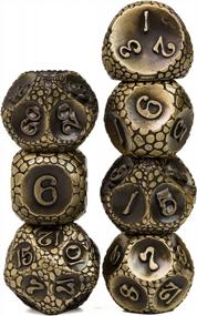 img 3 attached to 7PCS Ancient Bronze Metal DND Dice Set - Cobblestone Pattern Polyhedral Dungeons & Dragons Role Playing Game Dice For Tabletop Games.