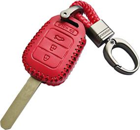 img 2 attached to Premium Red Leather 4-Button Key Fob Cover for Honda Accord & Civic LX - Hand Sewn Remote Protector Skin Bag for 2013-2017 Accord Sports, 2017 Civic LX & 2015 CR-V LX