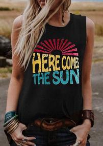 img 2 attached to Here Comes The Sun Tank Shirt For Women Sunshine Graphic Summer Vest Tees Letter Print Casual Beach Camis Tops Tshirt