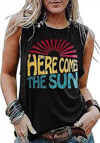 img 3 attached to Here Comes The Sun Майка для женщин Sunshine Graphic Summer Vest Футболки с буквенным принтом Повседневная пляжная майка Топы Футболка
