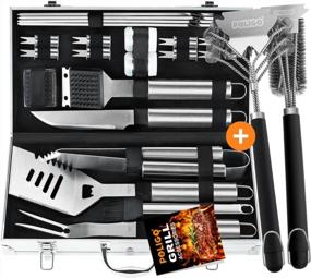 img 4 attached to Upgrade Your BBQ Game With POLIGO 22 Piece Grill Accessories Set Including Safe Brush And Scraper - Perfect Father'S Day And Birthday Gift For Grill Masters