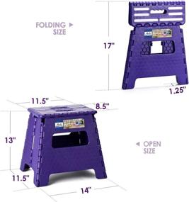 img 1 attached to Upgraded Acko 13 Inch Folding Step Stool - Lightweight Plastic Foldable Kitchen Stool For Kids And Adults - Purple Plastic Stepping Stool For High Reach Areas