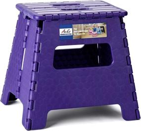 img 4 attached to Upgraded Acko 13 Inch Folding Step Stool - Lightweight Plastic Foldable Kitchen Stool For Kids And Adults - Purple Plastic Stepping Stool For High Reach Areas