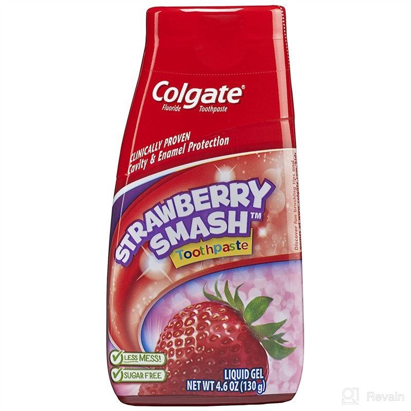 colgate fluoride toothpaste strawberry liquid logo