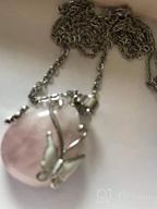 img 1 attached to 💎 Vintage Wire Wrap Butterfly Pendant Necklace with Healing Crystals - Rose Quartz, Amethyst, and Opalite by Bivei review by Tina Zeiher