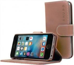 img 1 attached to Потертый коричневый кожаный чехол-бумажник для IPhone 5/5S - Snugg Protection