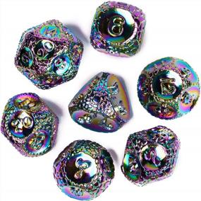 img 2 attached to Cobblestone Pattern Metal DND Dice Set - 7PCS Colorful Polyhedral Dice For Dungeons And Dragons And Role Playing Games