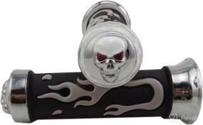 img 4 attached to 🔥 Revamp Your Bike with TESWNE Flame Gel Style 7/8" Chrome Skull Handle Grips - Get a Fiery Grip!