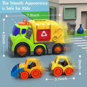 img 2 attached to Garbage Truck Toy Set For 1-4 Year Old Toddlers | 2 Garbage Cans, Bulldozer Forklift, Trash Truck W/ Sound & Light, Recycling Playset | Christmas Birthday Gift Idea For Boys & Girls