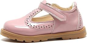 img 2 attached to 👑 WUIWUIYU Fashion British T Strap Princess Girls' Shoes: Stylish Flats for Your Little Royalty