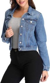 img 2 attached to Anienaya Womens Washed Button Pockets Women's Clothing - Coats, Jackets & Vests
