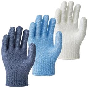 img 3 attached to 2 Pairs Exfoliating Bath Gloves For Women & Men - Dead Skin Remover, Moderate Exfoliation Mitts With Hanging Loop, Body Scrubber For Shower And Spa