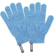 2 pairs exfoliating bath gloves for women & men - dead skin remover, moderate exfoliation mitts with hanging loop, body scrubber for shower and spa logo