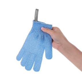 img 2 attached to 2 Pairs Exfoliating Bath Gloves For Women & Men - Dead Skin Remover, Moderate Exfoliation Mitts With Hanging Loop, Body Scrubber For Shower And Spa