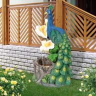 ferrisland peacock waterfall fountain: stunning 3-tiered outdoor sculpture for elegant garden decor logo