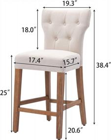 img 2 attached to NOBPEINT 25 Inch Fabric Upholstered Barstool Solid Wood Legs, Beige(Set Of 2)