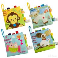 📚 istoyall baby soft book cloth book set: 4 pack crinkle book with high contrast designs - interactive educational toy for infants and toddlers логотип